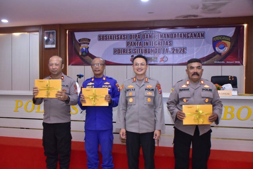 Polres Situbondo Sosialisasikan DIPA TA 2026 dan Penandatanganan Pakta Integritas