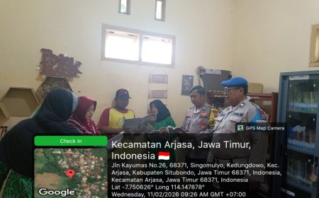 Dukung Budaya Baca,Program Basudewo Anggota Polsek Arjasa Sambangi Perpustakaan Desa