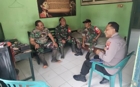 Perkuat Sinergitas, Polsek Arjasa Gelar Silaturahmi Coffee Morning Bersama Koramil 0823/10 Arjasa