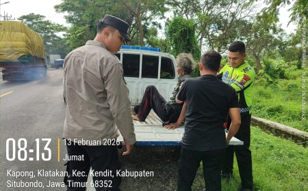 POLSEK KENDIT GERAK CEPAT TANGANI ODGJ KORBAN TABRAK LARI DI JALAN PANTURA KLATAKAN