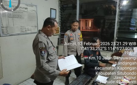 Polsek Kapongan Giat Patroli Dialogis dan Himbauan Kamtibmas  di Pos Satpam Pabrik PT. PMMP Landangan Kec. Kapongan Kab. Situbondo
