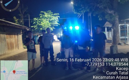 Polsek Arjasa Gelar Patroli Blue Light Antisipasi 3C dan Himbau Pemuda Cegah Balap Liar
