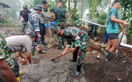 Sinergitas TNI–Polri Warnai Pelaksanaan TMMD ke-127 di Dsn. Plampang Ds. Alastengah
