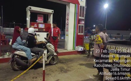 POLSEK KAPONGAN GIAT PATROLI DALAM RANGKA HARKAMTIBMAS DI SPBU KESAMBIRAMPAK