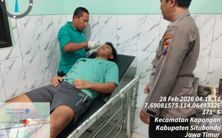 POLSEK  KAPONGAN MENDATANGI TKP PENGEROYOKAN  DI DESA LANDANGAN WIL. KAPONGAN KABUPATEN SITUBONDO