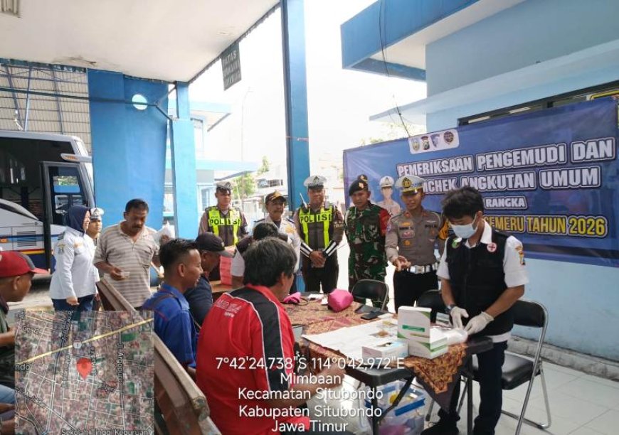 Pastikan Keselamatan Penumpang, Polres Situbondo Gelar Pemeriksaan Kesehatan Sopir Bus dan Ramp Check di Terminal