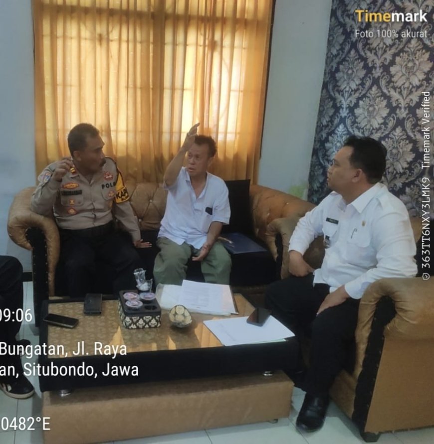 Polsek Bungatan melaksanakan kegiatan koordinasi humanis bersama warga masyarakat yang lahannya terdampak bencana alam