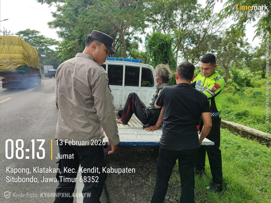 POLSEK KENDIT GERAK CEPAT TANGANI ODGJ KORBAN TABRAK LARI DI JALAN PANTURA KLATAKAN