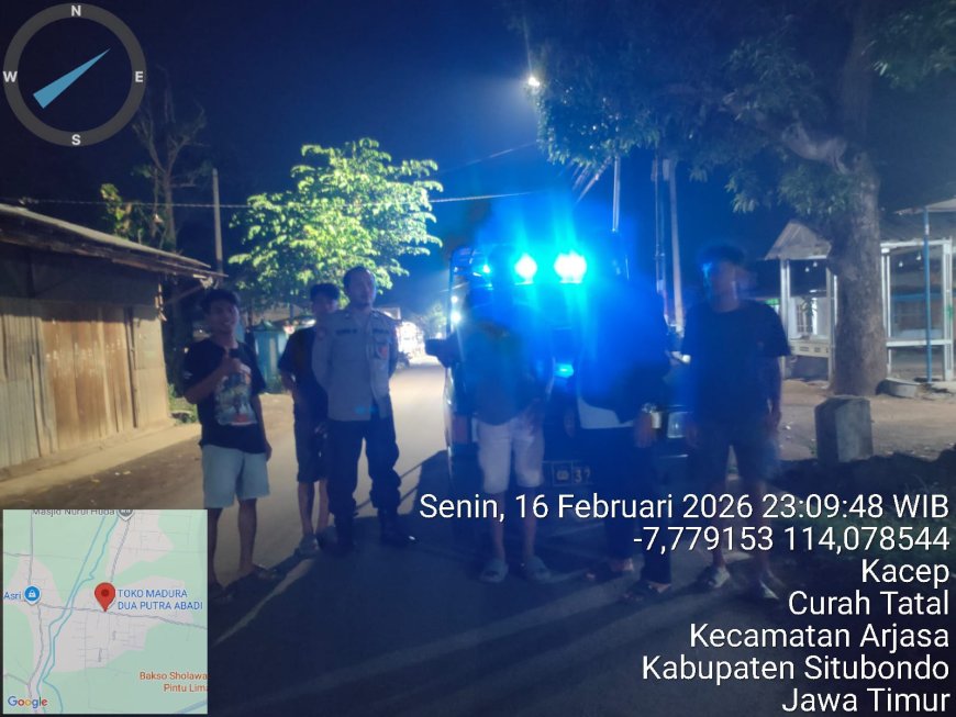 Polsek Arjasa Gelar Patroli Blue Light Antisipasi 3C dan Himbau Pemuda Cegah Balap Liar