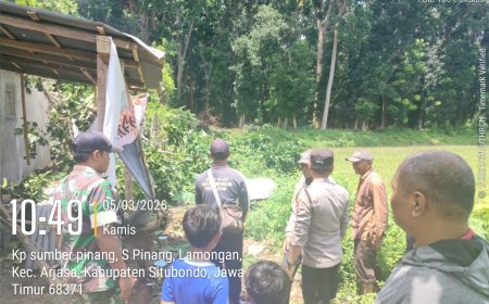 Polsek Arjasa Quick Respon Tangani Pohon Tumbang Timpa Rumah Warga di Desa Lamongan