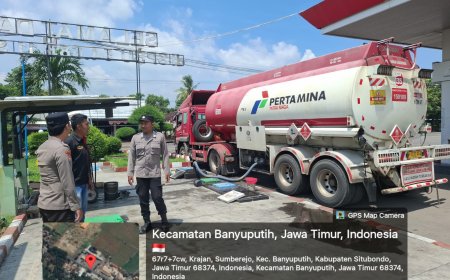 Polsek Banyuputih Patroli Harkamtibmas dan Monitoring Stok BBM di SPBU Sukorejo