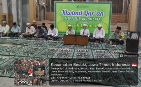 Ps Kanit Binmas Polsek Besuki Hadiri Khotmil Qur’an Nuzulul Qur’an di Masjid Jami Baiturrahman Besuki.