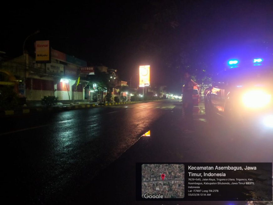 POLSEK ASEMBAGUS GELAR PATROLI BLUE LIGHT ANTISIPASI BALAP LIAR DAN 3C